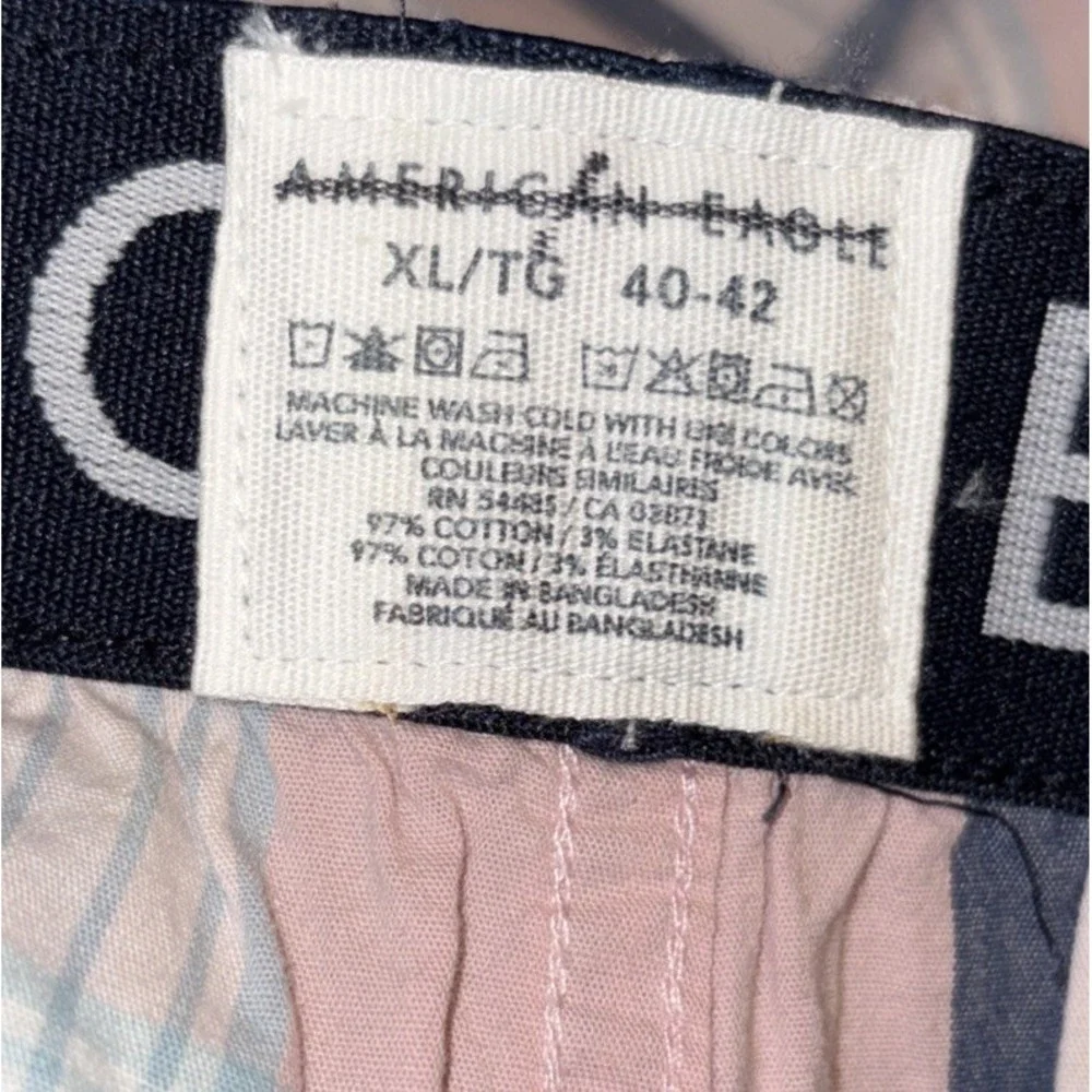 NWT American Eagle Outfitters Men's XL Plaid Woven Cotton Boxer Shorts Pink Blue
